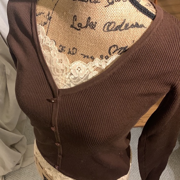 August Silk S brown sweater with lace - Picture 4 of 5